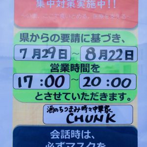 福島県より時短要請。